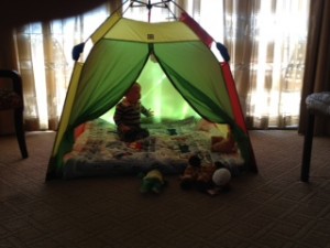 A tent for our son- and all those stuffed animals came from staff at The Wilshire