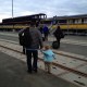 JJ and I heading for the train